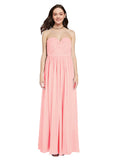 Long A-Line Sweetheart Sleeveless Salmon Chiffon Bridesmaid Dress Ali