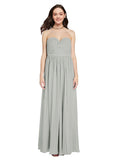 Long A-Line Sweetheart Sleeveless Silver Chiffon Bridesmaid Dress Ali