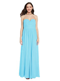 Long A-Line Sweetheart Sleeveless Sky Blue Chiffon Bridesmaid Dress Ali