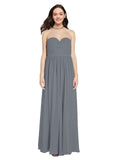 Long A-Line Sweetheart Sleeveless Slate Grey Chiffon Bridesmaid Dress Ali