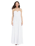 Long A-Line Sweetheart Sleeveless White Chiffon Bridesmaid Dress Ali