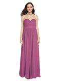 Long A-Line Sweetheart Sleeveless Wild Berry Chiffon Bridesmaid Dress Ali