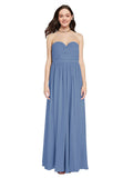 Long A-Line Sweetheart Sleeveless Windsor Blue Chiffon Bridesmaid Dress Ali