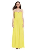 Long A-Line Sweetheart Sleeveless Yellow Chiffon Bridesmaid Dress Ali