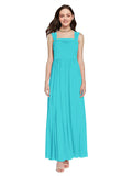 Long A-Line Square Sleeveless Aqua Chiffon Bridesmaid Dress Aldridge