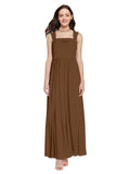 Long A-Line Square Sleeveless Brown Chiffon Bridesmaid Dress Aldridge