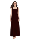 Long A-Line Square Sleeveless Burgundy Gold Chiffon Bridesmaid Dress Aldridge