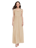 Long A-Line Square Sleeveless Champagne Chiffon Bridesmaid Dress Aldridge