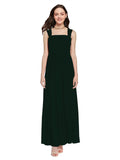 Long A-Line Square Sleeveless Ever Green Chiffon Bridesmaid Dress Aldridge