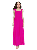 Long A-Line Square Sleeveless Fuchsia Chiffon Bridesmaid Dress Aldridge