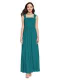 Long A-Line Square Sleeveless Hunter Chiffon Bridesmaid Dress Aldridge