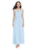 Long A-Line Square Sleeveless Light Sky Blue Chiffon Bridesmaid Dress Aldridge