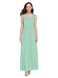 Long A-Line Square Sleeveless Mint Green Chiffon Bridesmaid Dress Aldridge