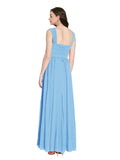 Long A-Line Square Sleeveless Periwinkle Chiffon Bridesmaid Dress Aldridge