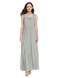 Long A-Line Square Sleeveless Silver Chiffon Bridesmaid Dress Aldridge