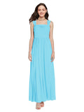 Long A-Line Square Sleeveless Sky Blue Chiffon Bridesmaid Dress Aldridge