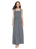 Long A-Line Square Sleeveless Slate Grey Chiffon Bridesmaid Dress Aldridge