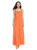 Long A-Line Square Sleeveless Tangerine Tango Chiffon Bridesmaid Dress Aldridge