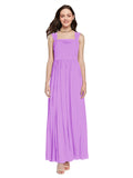 Long A-Line Square Sleeveless Violet Chiffon Bridesmaid Dress Aldridge