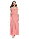 Long A-Line Square Sleeveless Watermelon Chiffon Bridesmaid Dress Aldridge