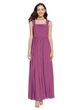 Long A-Line Square Sleeveless Wild Berry Chiffon Bridesmaid Dress Aldridge