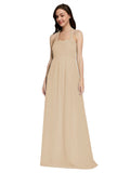 Long A-Line Sweetheart Halter Sleeveless Champagne Chiffon Bridesmaid Dress Lottie