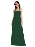 Long A-Line Sweetheart Halter Sleeveless Dark Green Chiffon Bridesmaid Dress Lottie