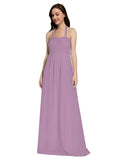 Long A-Line Sweetheart Halter Sleeveless Dark Lavender Chiffon Bridesmaid Dress Lottie