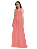 Long A-Line Sweetheart Halter Sleeveless Desert Rose Chiffon Bridesmaid Dress Lottie