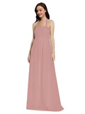 Long A-Line Sweetheart Halter Sleeveless Dusty Pink Chiffon Bridesmaid Dress Lottie