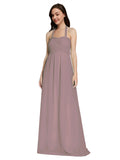 Long A-Line Sweetheart Halter Sleeveless Dusty Rose Chiffon Bridesmaid Dress Lottie