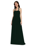 Long A-Line Sweetheart Halter Sleeveless Ever Green Chiffon Bridesmaid Dress Lottie