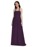 Long A-Line Sweetheart Halter Sleeveless Grape Chiffon Bridesmaid Dress Lottie