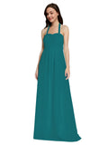 Long A-Line Sweetheart Halter Sleeveless Hunter Chiffon Bridesmaid Dress Lottie