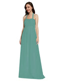 Long A-Line Sweetheart Halter Sleeveless Icelandic Silver Chiffon Bridesmaid Dress Lottie