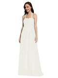 Long A-Line Sweetheart Halter Sleeveless Ivory Chiffon Bridesmaid Dress Lottie