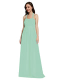 Long A-Line Sweetheart Halter Sleeveless Mint Green Chiffon Bridesmaid Dress Lottie