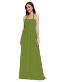 Long A-Line Sweetheart Halter Sleeveless Olive Green Chiffon Bridesmaid Dress Lottie