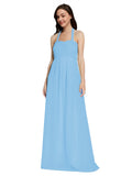 Long A-Line Sweetheart Halter Sleeveless Periwinkle Chiffon Bridesmaid Dress Lottie