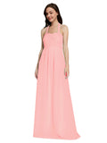 Long A-Line Sweetheart Halter Sleeveless Salmon Chiffon Bridesmaid Dress Lottie