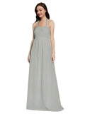 Long A-Line Sweetheart Halter Sleeveless Silver Chiffon Bridesmaid Dress Lottie