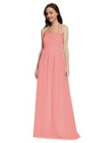 Long A-Line Sweetheart Halter Sleeveless Watermelon Chiffon Bridesmaid Dress Lottie