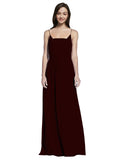 Long A-Line Spaghetti Straps Sleeveless Burgundy Gold Chiffon Bridesmaid Dress Owen