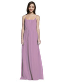 Long A-Line Spaghetti Straps Sleeveless Dark Lavender Chiffon Bridesmaid Dress Owen