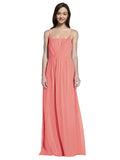 Long A-Line Spaghetti Straps Sleeveless Desert Rose Chiffon Bridesmaid Dress Owen