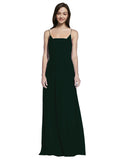 Long A-Line Spaghetti Straps Sleeveless Ever Green Chiffon Bridesmaid Dress Owen