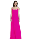 Long A-Line Spaghetti Straps Sleeveless Fuchsia Chiffon Bridesmaid Dress Owen