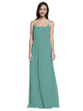 Long A-Line Spaghetti Straps Sleeveless Icelandic Silver Chiffon Bridesmaid Dress Owen