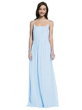 Long A-Line Spaghetti Straps Sleeveless Light Sky Blue Chiffon Bridesmaid Dress Owen