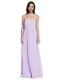 Long A-Line Spaghetti Straps Sleeveless Lilac Chiffon Bridesmaid Dress Owen